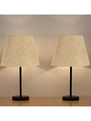 Iki Siyah Ayaklı Charm 18 Bej Abajur, Şık ve Zarif Dekoratif Aydınlatma Seti