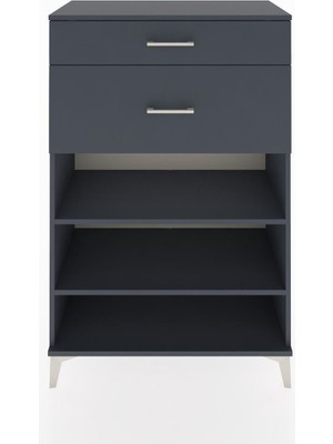 Hyperion Dolap 2 Raflı 2 Çekmeceli 88X44X134 Antrasit-Antrasit