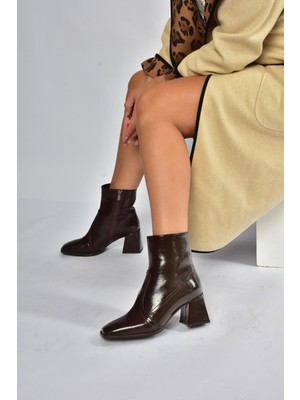 Fox Shoes V848256460 Kahverengi Rustik Kalın Topuklu Kadın Ayakkabı