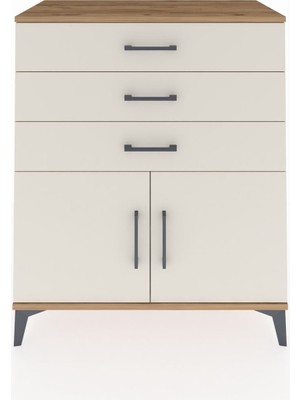 Hyperion Şifonyer Tek Raflı 3 Çekmeceli 2 Kapaklı 88X44X106 Çam-Aytaşı