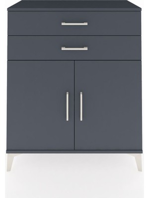 Hyperion Şifonyer Tek Raflı 2 Çekmeceli 2 Kapaklı 88X44X106 Antrasit-Antrasit