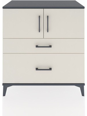 Hyperion Şifonyer Tek Raflı 2 Çekmeceli 2 Kapaklı 88X44X96 Antrasit-Aytaşı