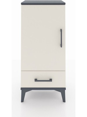 Arges Komodin 3 Raflı Tek Çekmeceli Tek Kapaklı 44X30X96 Antrasit-Aytaşı