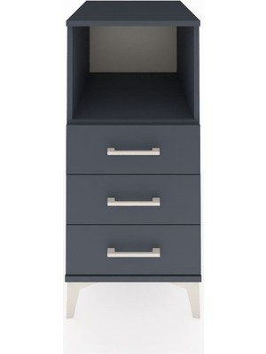 Kronos Komodin Tek Raflı 3 Çekmeceli 44X59X96 Antrasit-Antrasit