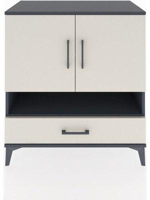 Hyperion Şifonyer 3 Raflı Tek Çekmeceli 2 Kapaklı 88X44X96 Antrasit-Aytaşı