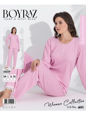 Boyraz 06039 Kadın Interlok Kumaş Uzun Kol Pijama Takımı