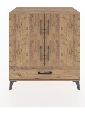 Hyperion Şifonyer 2 Raflı Tek Çekmeceli 4 Kapaklı 88X44X96 Çam-Çam