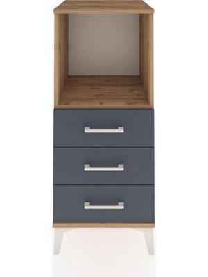 Hyperion Komodin Tek Raflı 3 Çekmeceli 44X44X106 Çam-Antrasit