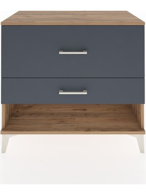 Hyperion Şifonyer 2 Çekmeceli 88X44X80 Çam-Antrasit