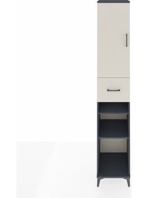 Hyperion Dolap 5 Raflı Tek Çekmeceli Tek Kapaklı 44X44X243 Antrasit-Aytaşı