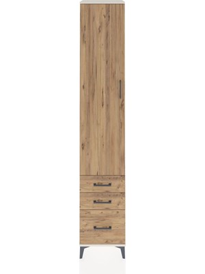 Hyperion Dolap 5 Raflı 3 Çekmeceli Tek Kapaklı 44X44X243 Aytaşı-Çam