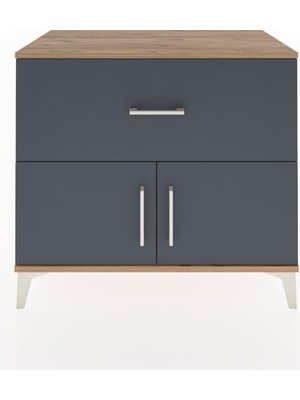 Hyperion Şifonyer Tek Çekmeceli 2 Kapaklı 88X44X80 Çam-Antrasit