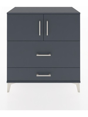 Hyperion Şifonyer Tek Raflı 2 Çekmeceli 2 Kapaklı 88X44X96 Antrasit-Antrasit