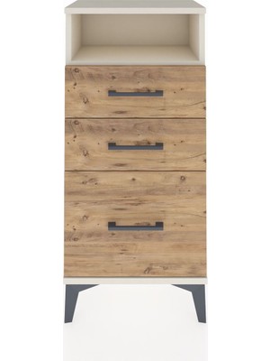 Arges Komodin Tek Raflı 3 Çekmeceli 44X30X96 Aytaşı-Çam