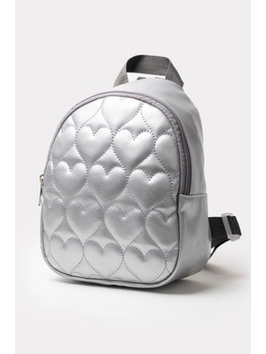 Kız Çocuk Kalp Nakışlı Orta Boy Sırt Çantası