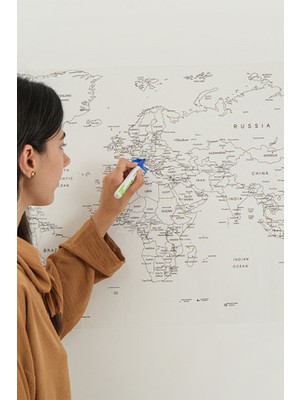 TutturX Dünya Haritası Kalem Hediyeli Renkli Kalem ile Eğlenceli Öğrenme Deneyimi