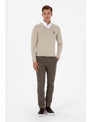 U.S. Polo Assn. Erkek Vizon Slim Fit Kanvas / Chino Pantolon 50311606-VR052