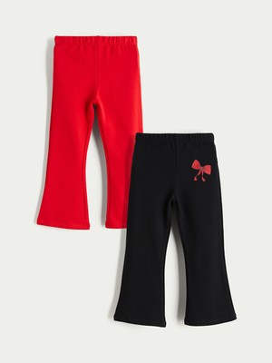 Lc Waikiki Yeni Sezon Beli Lastikli Ispanyol Paça Kız Çocuk Tayt 2'li