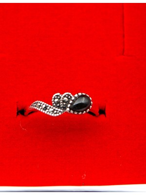 925 Ayar Kadın Gümüş Oltu Taşı Yüzük SY00061