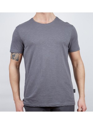 Erkek Tişört - Pamuklu Spor Tişört - Basic - Antrasit (600400)