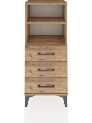 Arges Komodin 2 Raflı 3 Çekmeceli 44X30X106 Çam-Çam