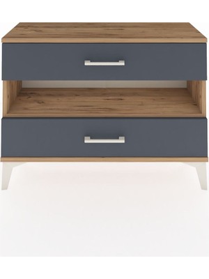 Arges Şifonyer Tek Raflı 2 Çekmeceli 88X30X64 Çam-Antrasit