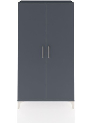Arges Dolap 4 Raflı 2 Kapaklı 88X30X163 Antrasit-Antrasit