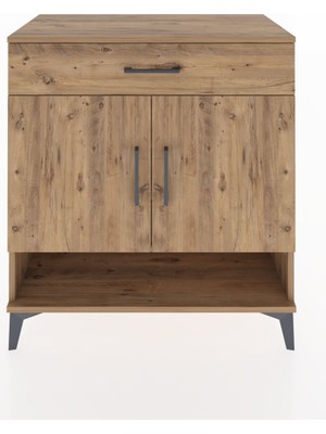 Hyperion Şifonyer 3 Raflı Tek Çekmeceli 2 Kapaklı 88X44X96 Çam-Çam