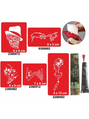 Dumanlı Kurukafa Hint Kınası ile Geçici Dövme Yapma Seti