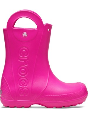 Crocs Fuşya Handle It Rain Boot T Çocuk Bot 211056-6TW Kısa Topuklu Su Geçirmez Özellik
