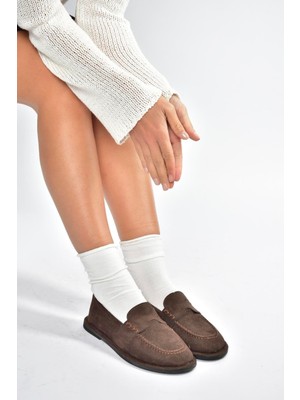 V846872102 Kahverengi Süet Günlük Kadın Ayakkabı