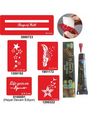 Yıldız Şerit Desenleri Hint Kınası ile Geçici Dövme Yapma Seti