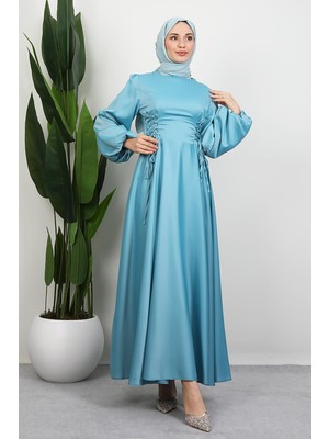 Yandan Bağcıklı Kloş Elbise Açık Mint