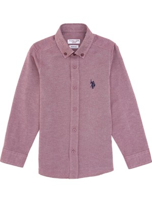 U.S. Polo Assn. Erkek Çocuk Plum Desenli Gömlek Basic Regular Fit Günlük Stil  50316801-VR177