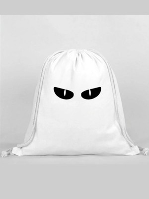 Göz Baskılı Sırt Çantası - Ip Büzgülü Spor Çanta