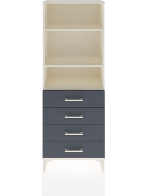 Arges Dolap 2 Raflı 4 Çekmeceli 60X30X163 Aytaşı-Antrasit