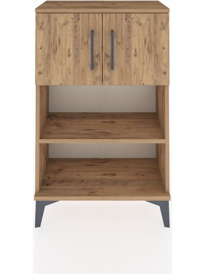 Arges Komodin 2 Raflı 2 Kapaklı 60X30X96 Çam-Çam