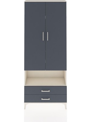 Arges Dolap 4 Raflı 2 Çekmeceli 2 Kapaklı 88X30X221 Aytaşı-Antrasit