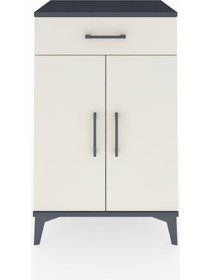 Hyperion Komodin 2 Raflı Tek Çekmeceli 2 Kapaklı 60X44X96 Antrasit-Aytaşı