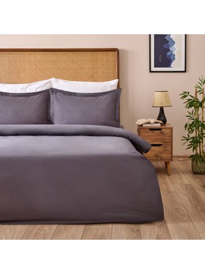 Soft Oxford Yastıklı Çift Kişilik Nevresim Takımı - Antrasit
