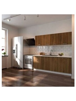 Petek Hazır Mutfak Dolabı - 200 cm - Ceviz - Tezgah Dahil Değil