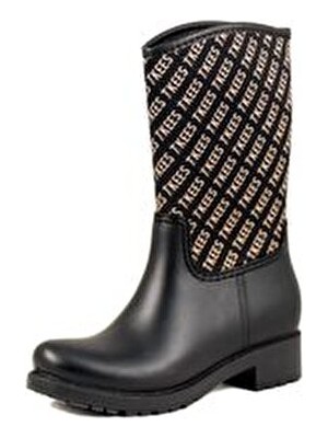 Kadın Siyah Şık Su Geçirmez Yağmur Çizmesi