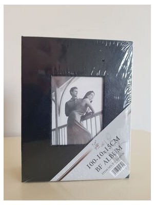Vural Foto Baskı 100LÜ Siyah 10X15CM Deri Kaplı Fotoğraf Albümü Aile Resimleri İçin Pencereli Tasarım