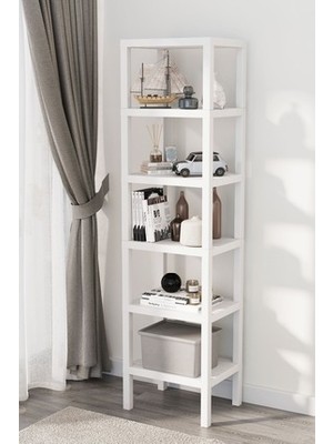 Ombeg Vesken Dekoratif 6 Bölmeli Plastik Çok Amaçlı Banyo Düzenleyici Saksılık Kitaplık Beyaz