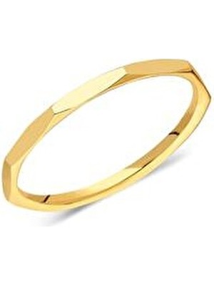 Fasek Gold 14 Ayar Altın Minimal Alyans Yüzük - İnce Altın Nişan Söz Eklem Yüzüğü Sarı Renk