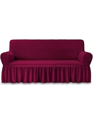 Elgeyar Bürümcük Koltuk Kılıfı 3lü Bordo Polyester Düz Desenli Koltuk, Kanepe, Çekyat Örtüsü