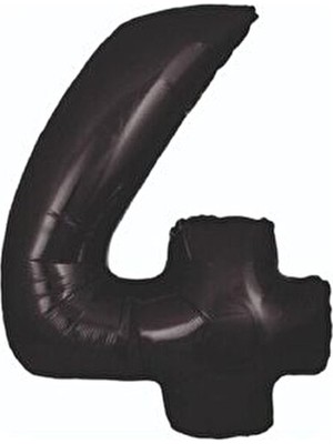Folyo Balon 4 Rakamı Helyum Balon 76 cm Siyah Renk - 4 Yaş Balonu - 4 Yaş Balon -4 Rakam Balon