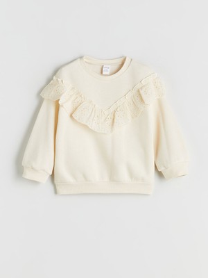 Lc Waikiki Yeni Sezon Bisiklet Yaka Uzun Kollu Nakışlı Kız Çocuk Sweatshirt