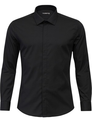 Erkek Klasik Gömlek – Pamuklu Esnek Kumaş,slim Fit Uzun Kollu, Fransız Manşetli Plus Scorpion