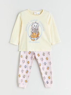 Lc Waikiki Yeni Sezon Bisiklet Yaka Aristocats Baskılı Kız Çocuk Pijama Takımı